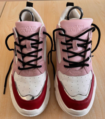 versace jeans couture womens sneakers pink white red