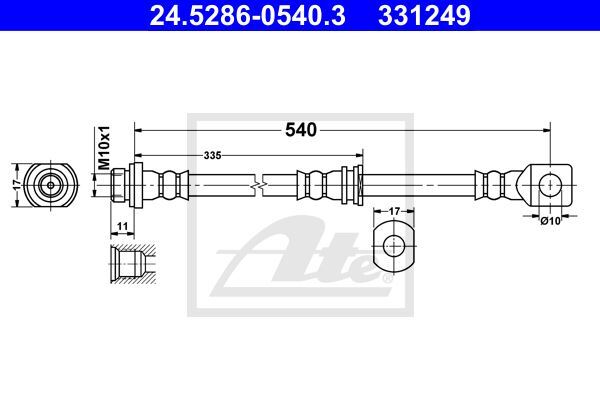 Flexible de frein Mitsubishi Pajero IV et Classic flexible hydraulique renforcé