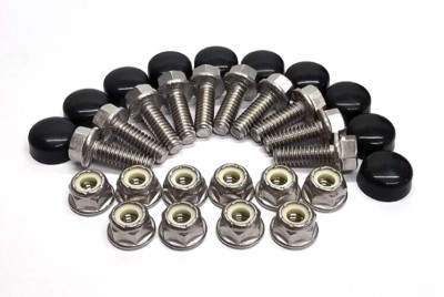 Lund Cab Visor Mounting Hardware Stainless Bolts / Nuts / Black Paintable Caps