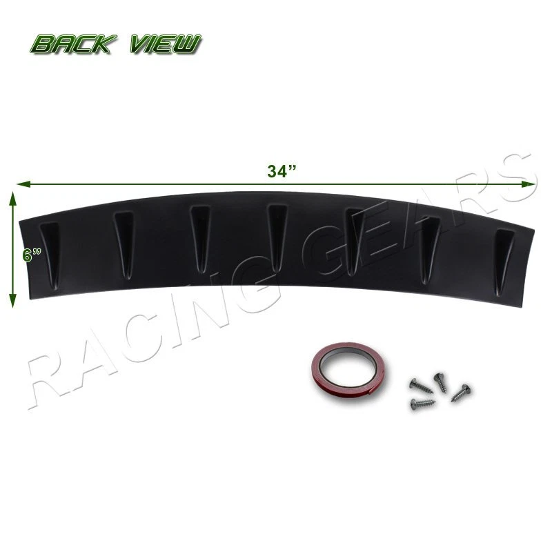 34" x 6" TIBURÓN 7 ALETAS ASPECTO CARBONO CARROCERÍA TRASERA ALERÓN INFERIOR DIFUSOR LABIO UNIVERSAL Foto 3 de 4