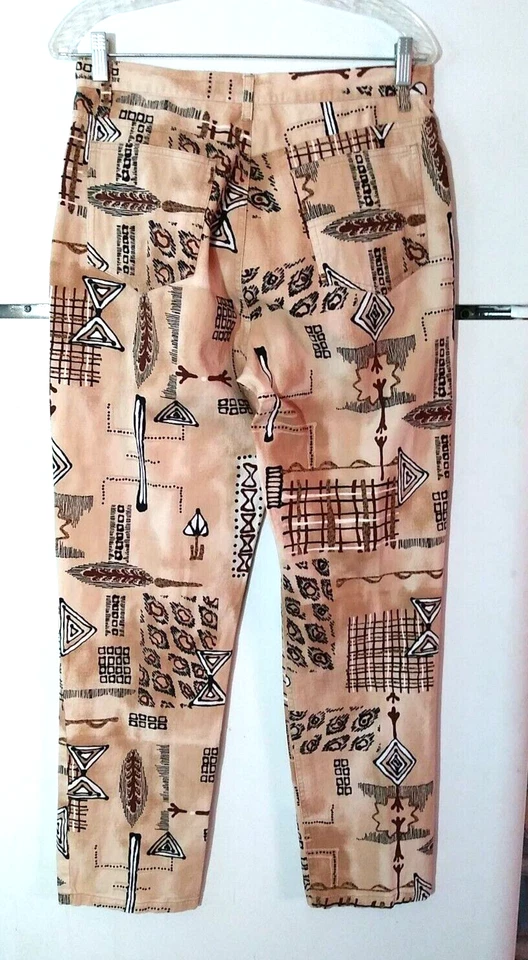 VINTAGE WOMEN'S CHICO'S DESIGN PRIMITIVE INDIAN PRINT COTTON PANTS SIZE 1.5 10 - Image 3 of 4