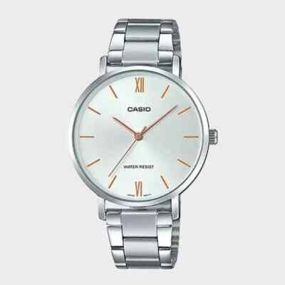 Casio LTP-VT01D-7B | Klassische Quarz Damen Armbanduhr, Edelstahl, Wasser