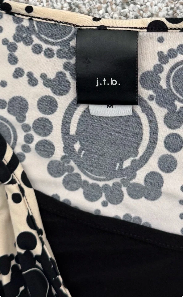 Top retrô anos 60 mod médio ousado círculos abstratos anel stretch clubwear saindo - Imagem 2 de 4