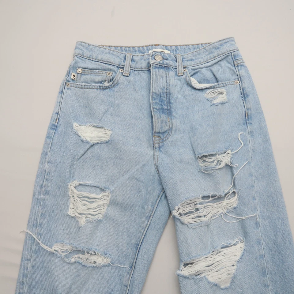 Pantalones de mezclilla Lovers and Friends tiro alto pierna recta 26 desgastados lavado claro Foto 3 de 4