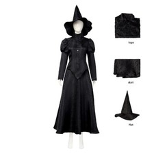 2024 Halloween Movie Wizard Cosplay Costume Women Deluxe Wicked Witch Dress Hat