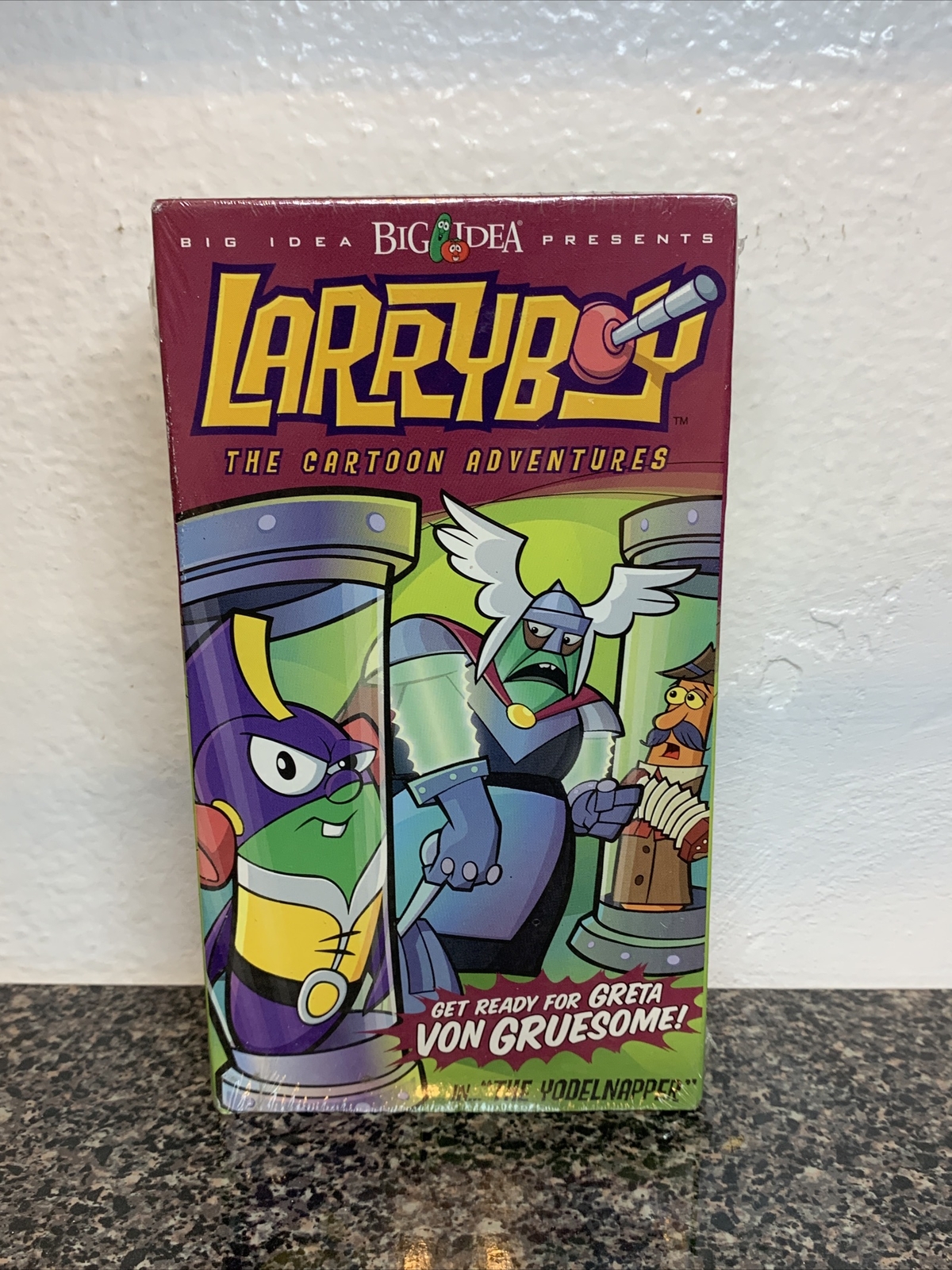 New Larryboy The Yodelnapper VHS, Big Idea Veggie Tale, Cartoon Green
