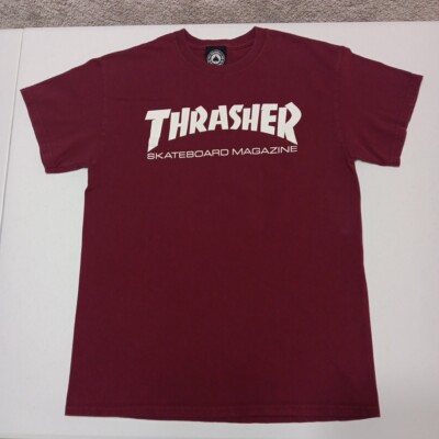 Vintage Thrasher Magazine Skateboard T Shirt Medium Burgandy Short Sleeve