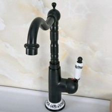 Black Brass Bathroom Basin Kitchen Sink Swivel Spout Mixer Tap Faucet enf651