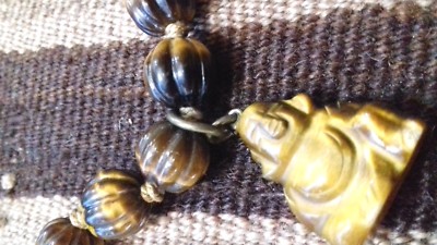 Collier Long Perles œil De Tigre Avec Pendentif Bouddha - Bijou Magnifique Occasion
