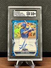 RONNY SIMON 2023 Bowman Chrome 1st Auto Blue Lunar Refractor Rookie SGC 10 #/150