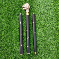 Golden Lion Head Handle Wooden Walking Stick Cane Black Elegant and Royal GIft