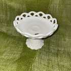 Vintage Imperial Milk Glass Lace Edge Open Pedestal Candy Dish