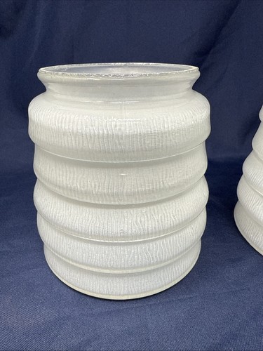 Antico paralume lampada vintage vetro satinato goffrato misura attacco 3 1/4" SET - Foto 2 di 24