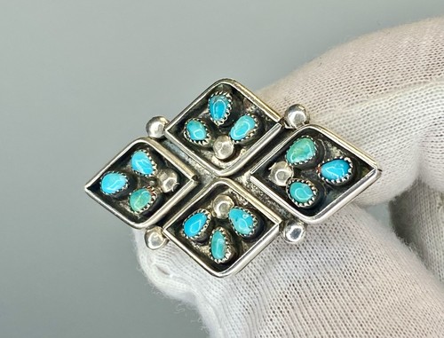 Vintage Indianer Navajo Sterlingsilber Türkis Anstecknadel Brosche - Bild 8 von 17