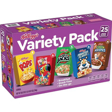 Kellogg's Assorted Cereal, Variety Pack, 25 pk. FREE SHIPPING