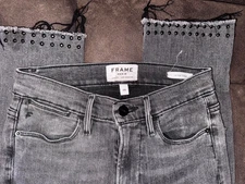 FRAME Le Original High Waist Raw Edge Jean Ash Gray women Size 25 straight leg
