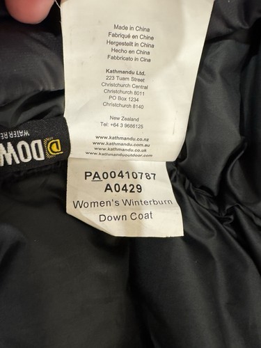 Kathmandu Puffer Jacket Size 14 Woman’s Winterburn Down Coat Black Longline 550S - Picture 9 of 13