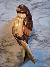 Vintage Parrot Hand-Carved Wooden Puzzle Keepsake Gift Box