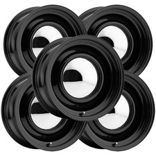 (Set of 5) Allied 61B Smoothie 15x8 6x5.5" -6mm Black w/Cap Wheels Rims