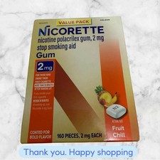 New Nicorette Gum 2mg Fruit Chill Value Pack 160 Pieces EXP2027 SHIPPING