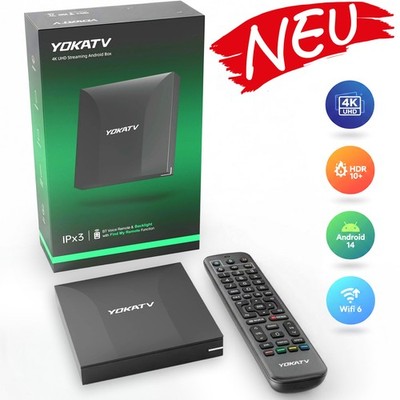 YOKATV IPX3 4K Android 14 OTT Medien-Streamer 4GB RAM 64GB Flash Wlan WIFI 6