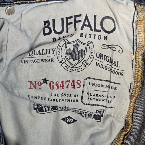 Buffalo David Bitton Jeans Driven Straight Relaxed Light Blue Whisker Wash 33x32 - Picture 8 of 13