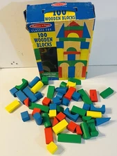 Melissa & Doug Wooden Building Blocks 50 Pieces ~ 9 shapes ~ 4 colors