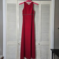 VTG Jump Apparel W. Chaitin Red Rhinestone Strappy Gown 5/6 90s Glam Siren Vampy
