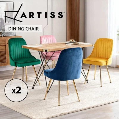 Artiss Dining Chairs Retro Chair Cafe Kitchen Modern Metal Legs Velvet x2 - image 1 of 4