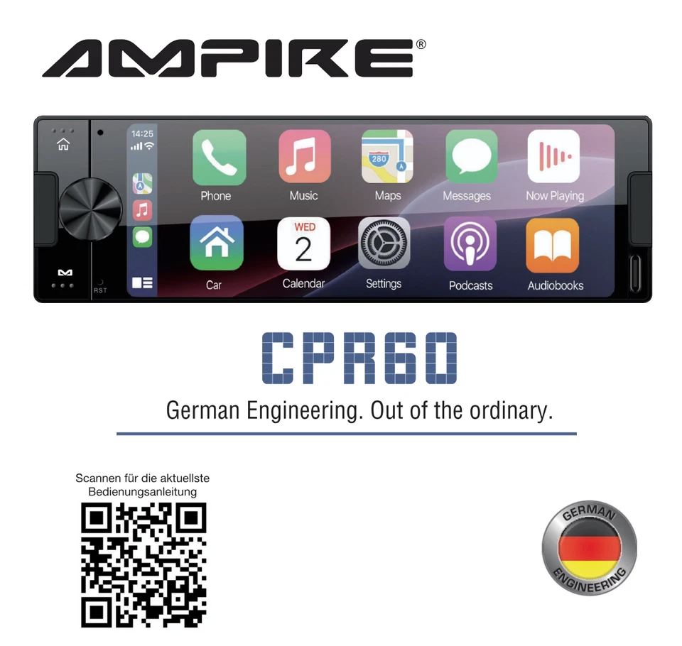 AMPIRE CPR60 Smartphone 1-DIN Autoradio Touch Display DAB+ AHD Kameraeingänge - Bild 2 von 4