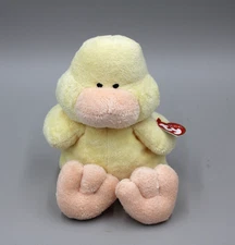 NWT Yellow Retro TY Pluffies Ducky Duck PUDDLES Floppy Plush Bean Bag Toy 2002