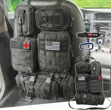 6 Pack Tactical Molle Car Seat Back Organizer Tactical Vehicle Panel with 5 Deta