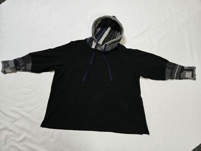 M.&KYOKO by Sato Seni Hoodie Long Sleeve Cotton Black  Mixed Material Free Size