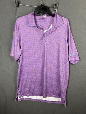 Peter Millar Summer Comfort Geometric Men's Large Citrus Smash Purple Dragonfly