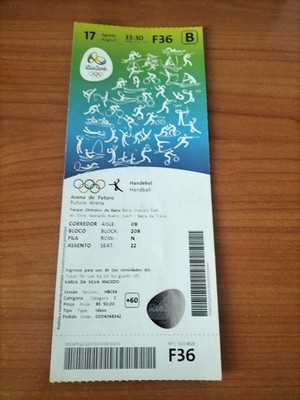 Used Ticket Olympic 17/08 2016 Rio Olympia F36 Handball 2