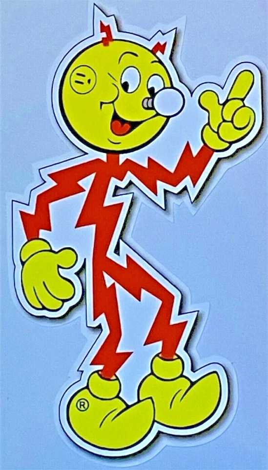 Electric Man Sticker, Art Deco, Reddy Kilowatt, Very Cool Dealer Window Sticker