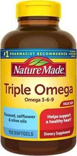 SM Nature Made Triple Omega 3 6 9, Flaxseed, Safflower  Olive Oils 150 Softgels