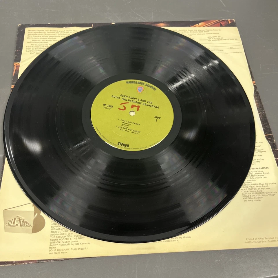 Deep Purple w/ Royal Philharmonic Orchestra 33 rpm LP Vinyl Record Warner Bros Foto 4 de 4
