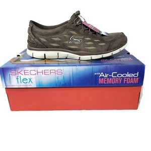 Details About Womens Skechers Flex Air Cooled Memory Foam Slip On Sneakers Gratis Taupe 95