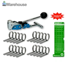 Band-It T30069 Tool + CP0699 (qty 20) 1.5 inch Galvanized Center Punch Clamps