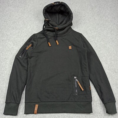 Naketano Mens Hoodie Size S Black Cowl-Neck Hoody Jumper Sweater