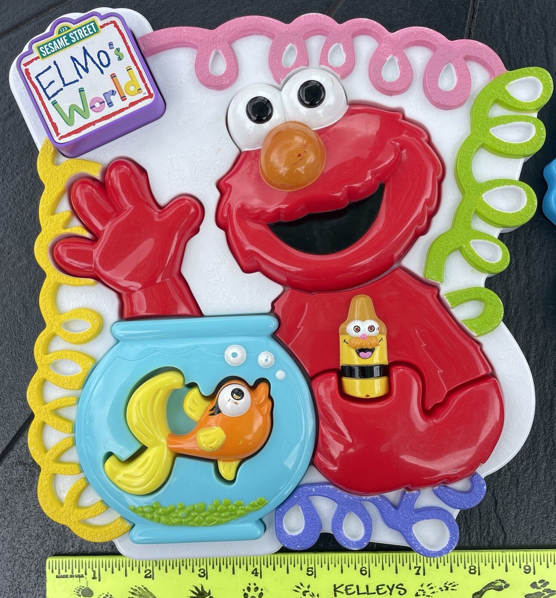 2001 Elmo Elmo's World (2) Plastic Puzzles Toys Fishbowl Sesame