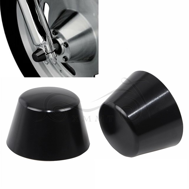 2Pcs Black Front Axle Nut Covers For Harley Softail Dyna Sportster