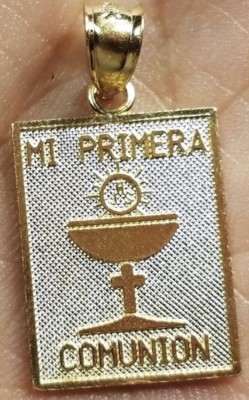 GoLD Erstkommunion Primera Kommunion 14K massiver Anhänger gelber Golet 1,18''
