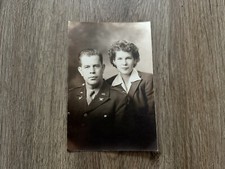 Vintage WWII Era US Military Soldier Black  White Couple Photograph Photo