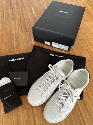 Original YSL Sneaker Gr. 39, Weiß mit schwarzem Glitter, Neuwertig!
