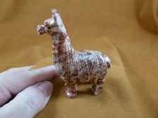 Y-LLA-ST-401) red white LLAMA carving stone SOAPSTONE figurine PERU love llamas