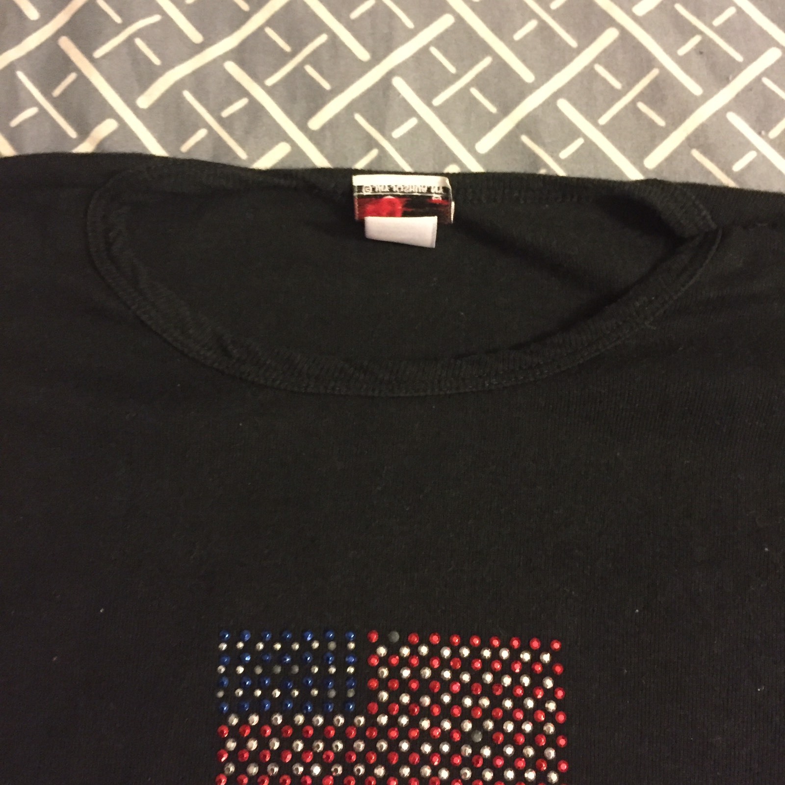 Vintage New York Y2K 2000s Bedazzled American Flag Shirt  Women's Medium image 4