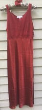 NWT Oscar De La Renta Pink Label Medium Long Satin Lace Red Nightgown Lingerie