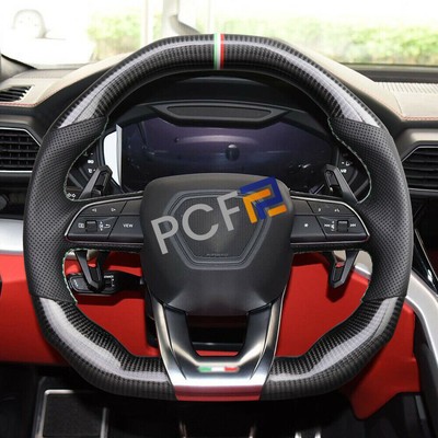 Real Carbon Fiber Perforated Leather Steering Wheel For Lamborghini Urus 2018-24